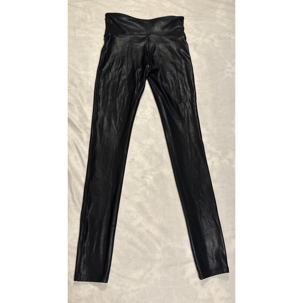 SPANX Body-Control Black Coated Faux Leather High‎ Waist Ankle Leggings Size S - Picture 8 of 8